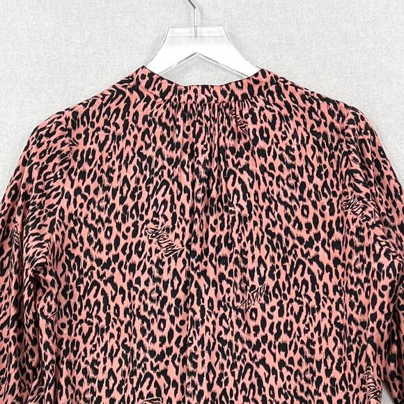ZADIG AND VOLTAIRE Tink Squeleton Top Womens Small Pink Leopard Logo Long Sleeve - Picture 8 of 16